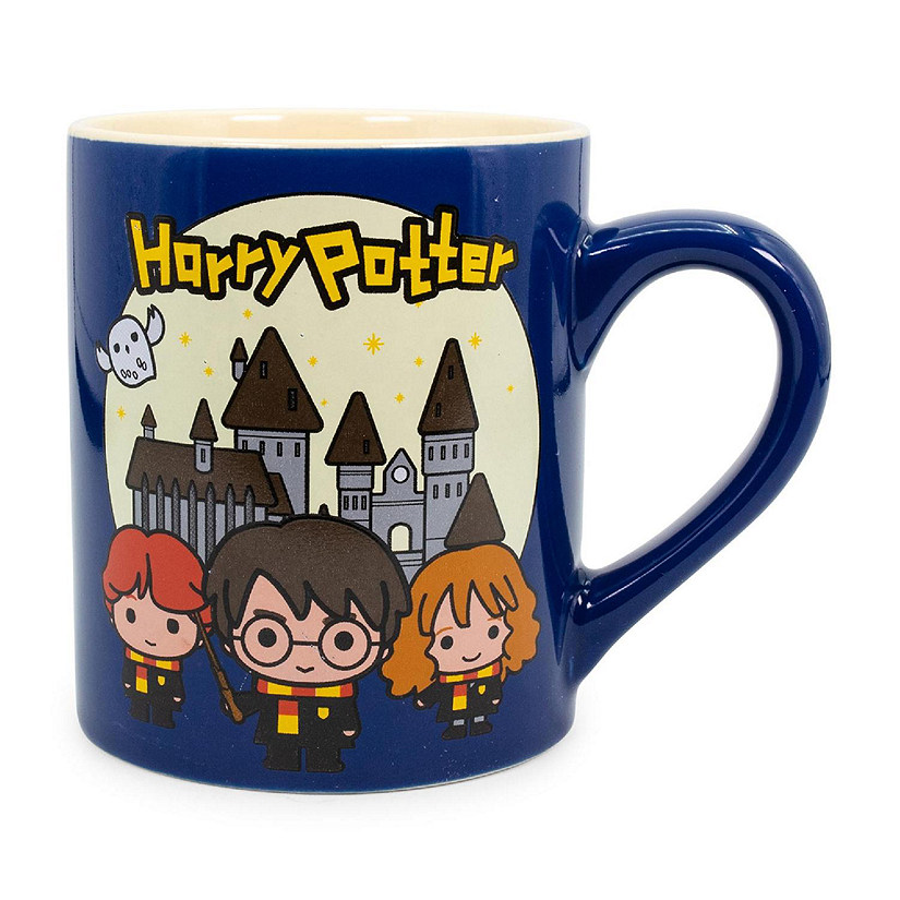 Harry Potter Chibi Trio Scene Ceramic Mug  Holds 14 Ounces Image