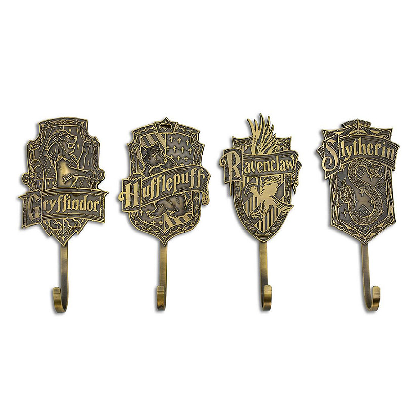 Harry Potter Gold Hogwarts Houses Wall Hooks Storage Rack  Set of 4 Image