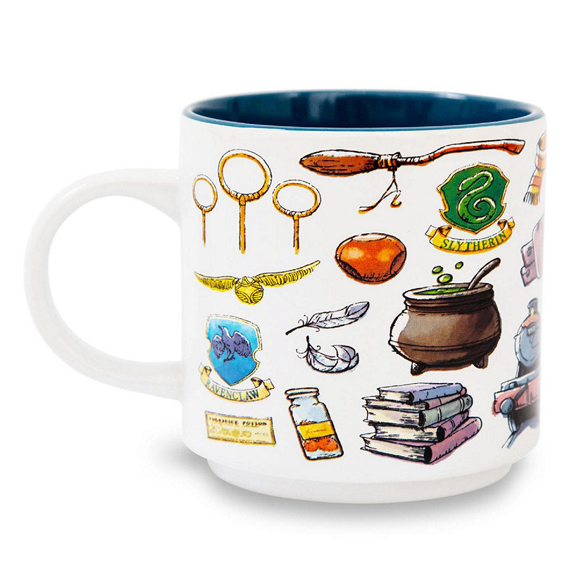 Harry Potter Hogwarts Allover Icons Ceramic Stacking Mug  Holds 13 Ounces Image