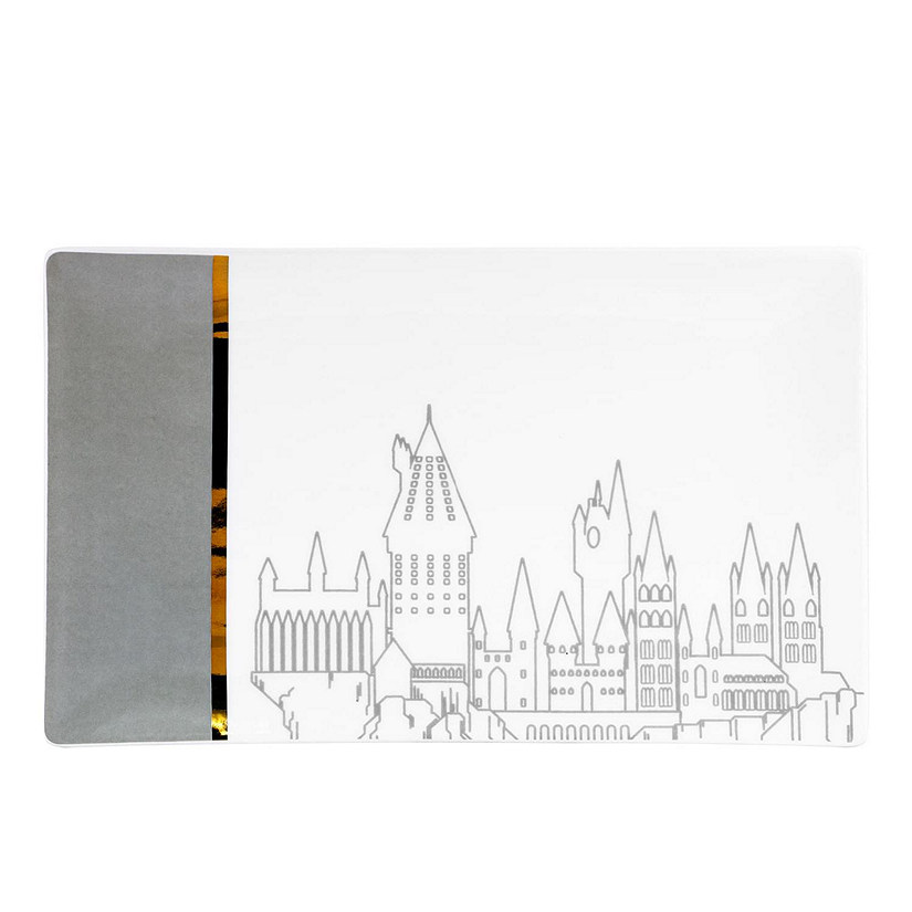 Harry Potter Hogwarts Grey & Gold Ceramic Serving Platter Image