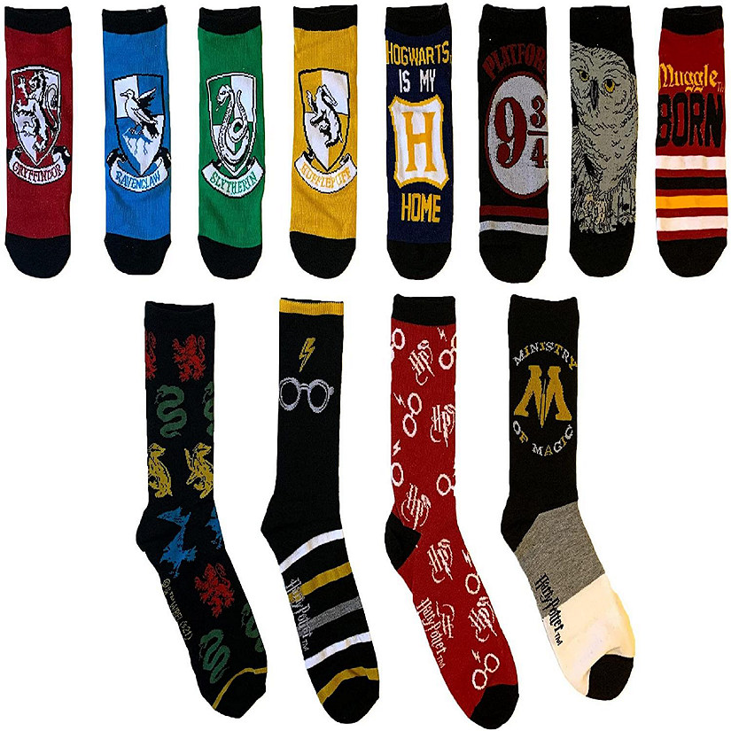 Harry Potter Hogwarts Houses Mens 12 Days of Socks in Advent Gift Box Image