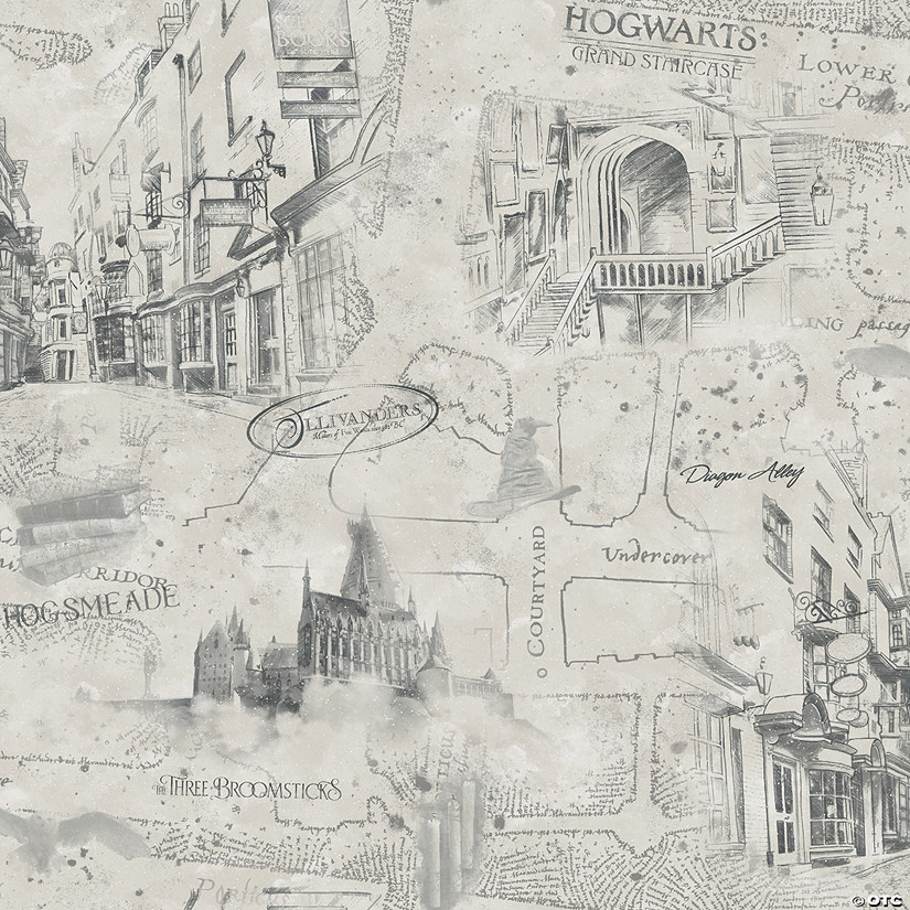 Harry Potter Map Peel & Stick Wallpaper - Gray Image
