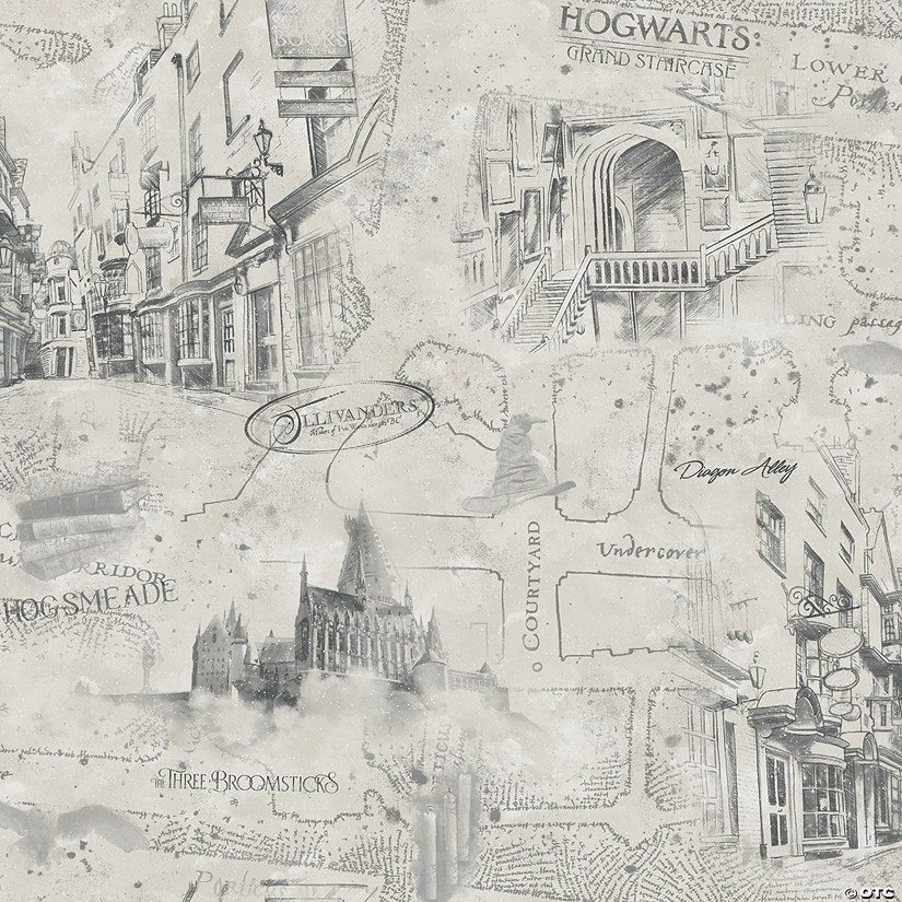 Harry Potter Map Peel & Stick Wallpaper Gray Oriental Trading