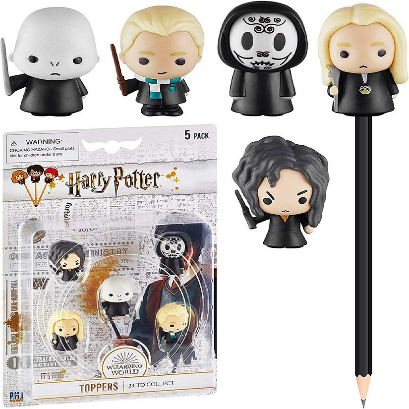 Harry Potter Pencil Toppers 5pk Bellatrix Death Eater Voldemort Lucius Draco PMI International Image