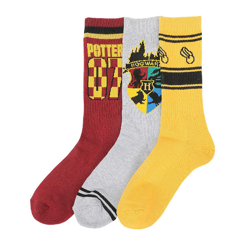 Harry Potter Quidditch Men's 3-Pair Pack Athletic Crew Socks Image