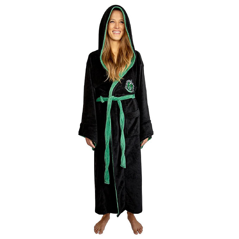 Harry Potter Slytherin Hooded Bathrobe for Adults  One Size Fits Most Image