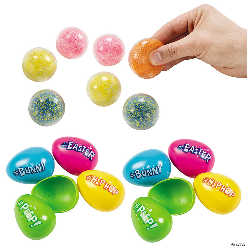 Hashtag Multicolor Plastic Easter Egg &amp; Squeeze Ball Kit for 24 Image