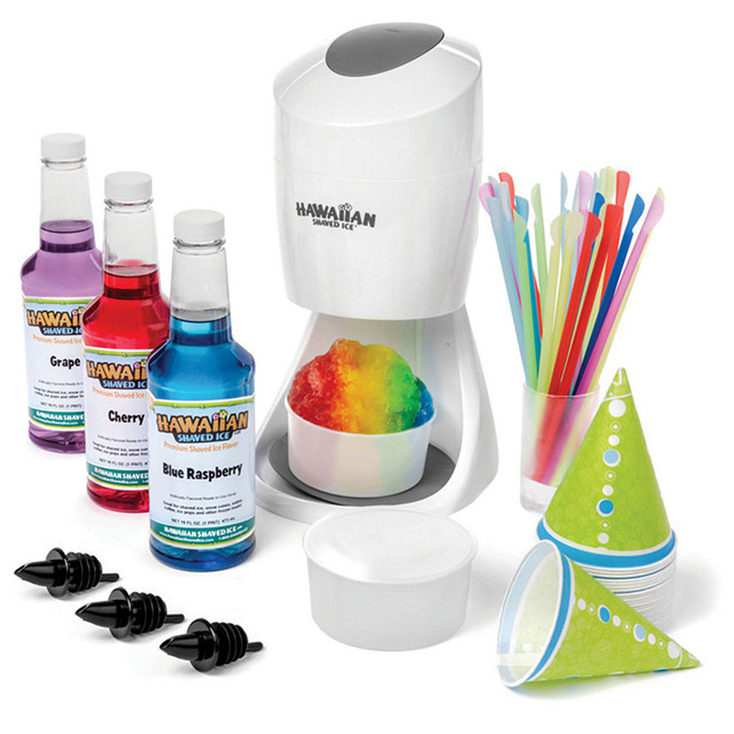 Hawaiian Shaved Ice Shaved IceSnow Cone Machine with 3 Flavor Syrup PackAccessories Image