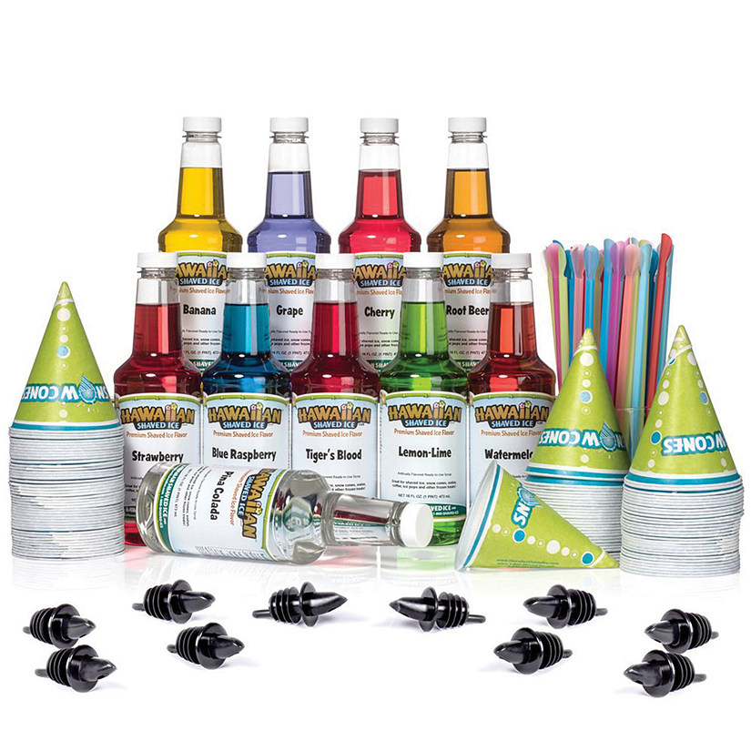 Hawaiian Shaved Ice Syrup 10 Pack with Accessories Oriental Trading