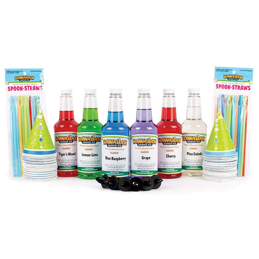 Hawaiian Shaved Ice Syrup 6 Pack with Accessories Oriental Trading