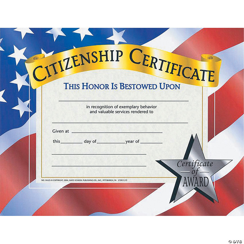 Hayes<sup>&#174;</sup> Citizenship Certificates Image