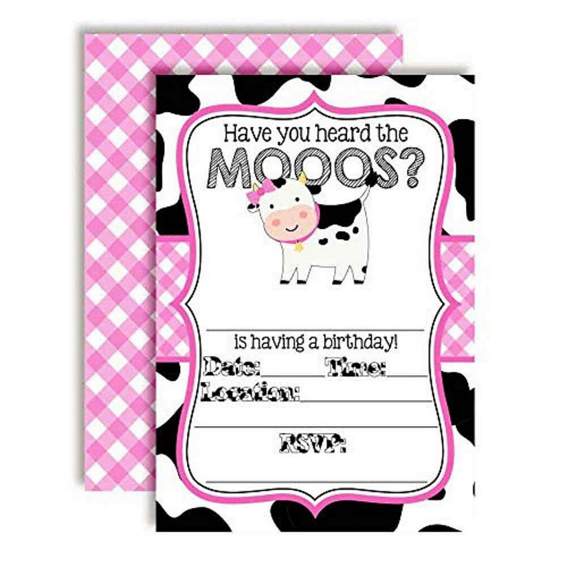 Heard The Moos Pink Invitations 40pc. by AmandaCreation Image