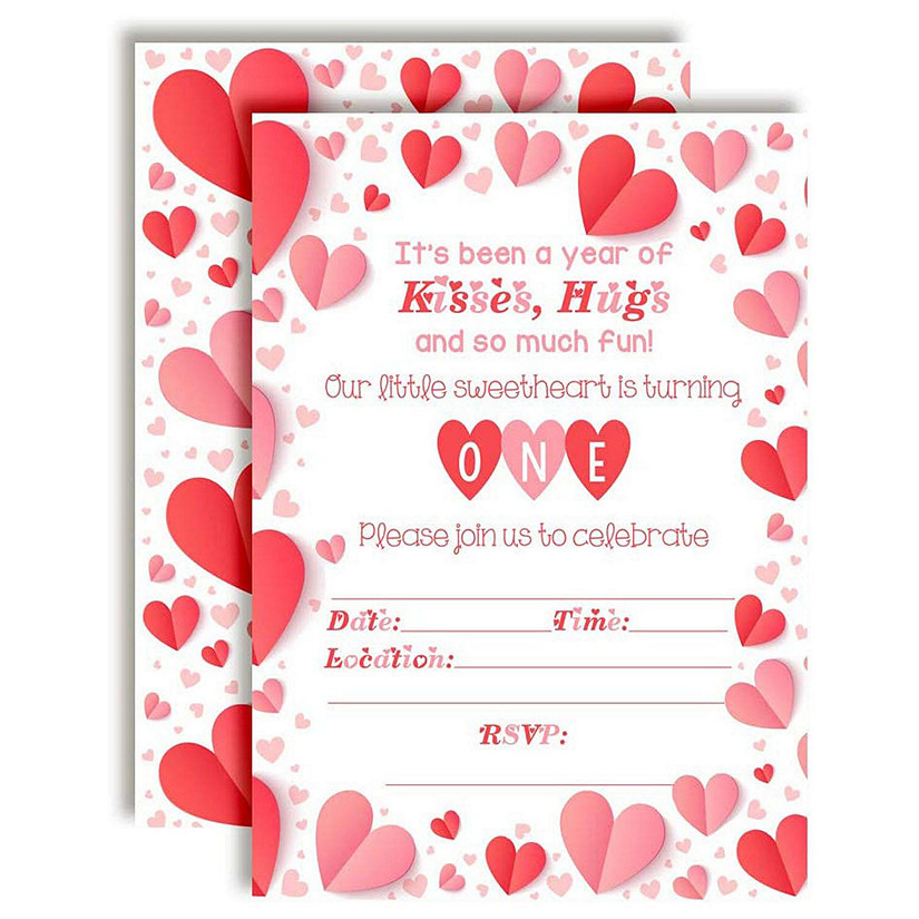 Heart First Birthday Invitations 40pc. by AmandaCreation Image