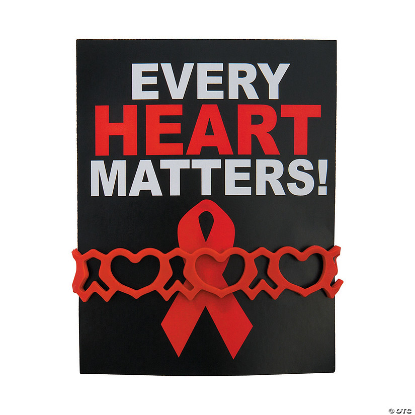 Heart Health Rubber Bracelets on Card Oriental Trading