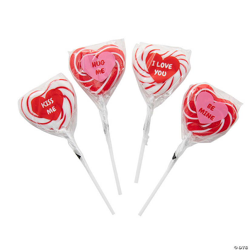 Heart-Shaped Conversation Swirl Lollipops - 12 Pc. Image