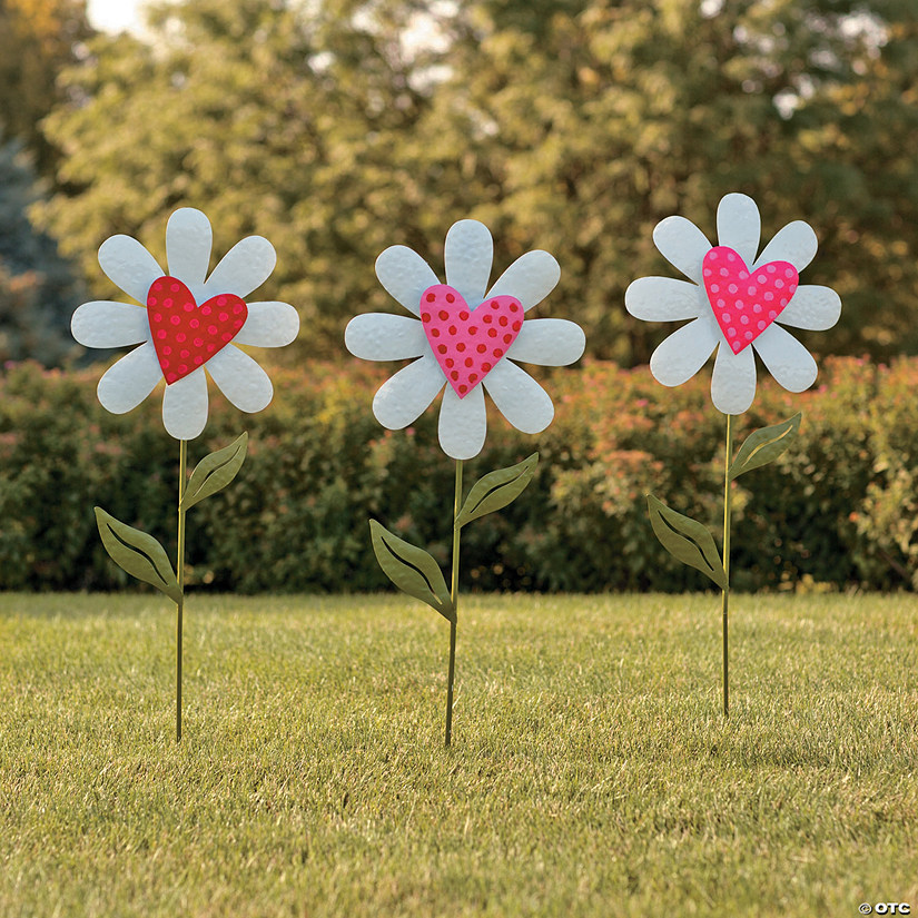 Heart-Shaped Flower Yard Signs Image