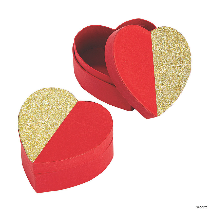 Heart-Shaped Glitter Top Containers - 12 Pc. Image