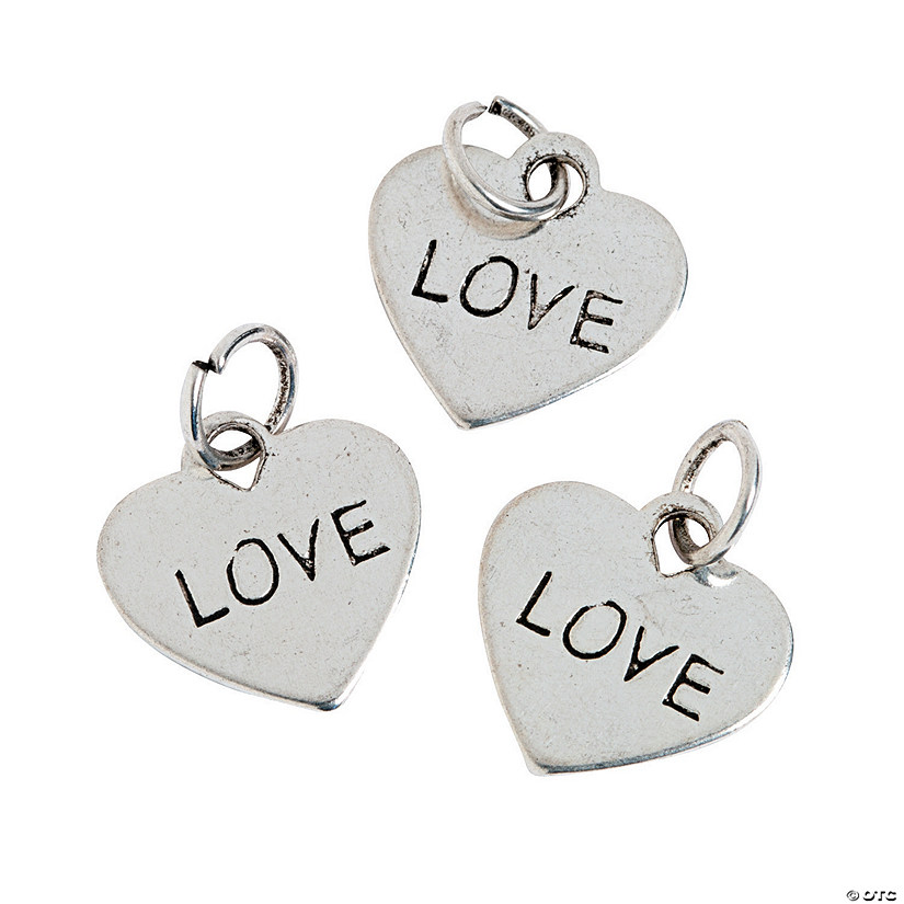 Heart-Shaped &#8220;Love&#8221; Charms - 36 Pc. Image