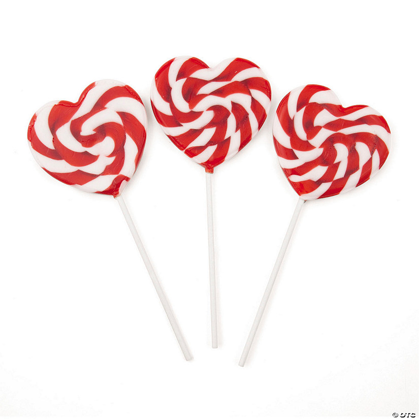 Heart-Shaped Swirl Lollipops - 12 Pc. Image