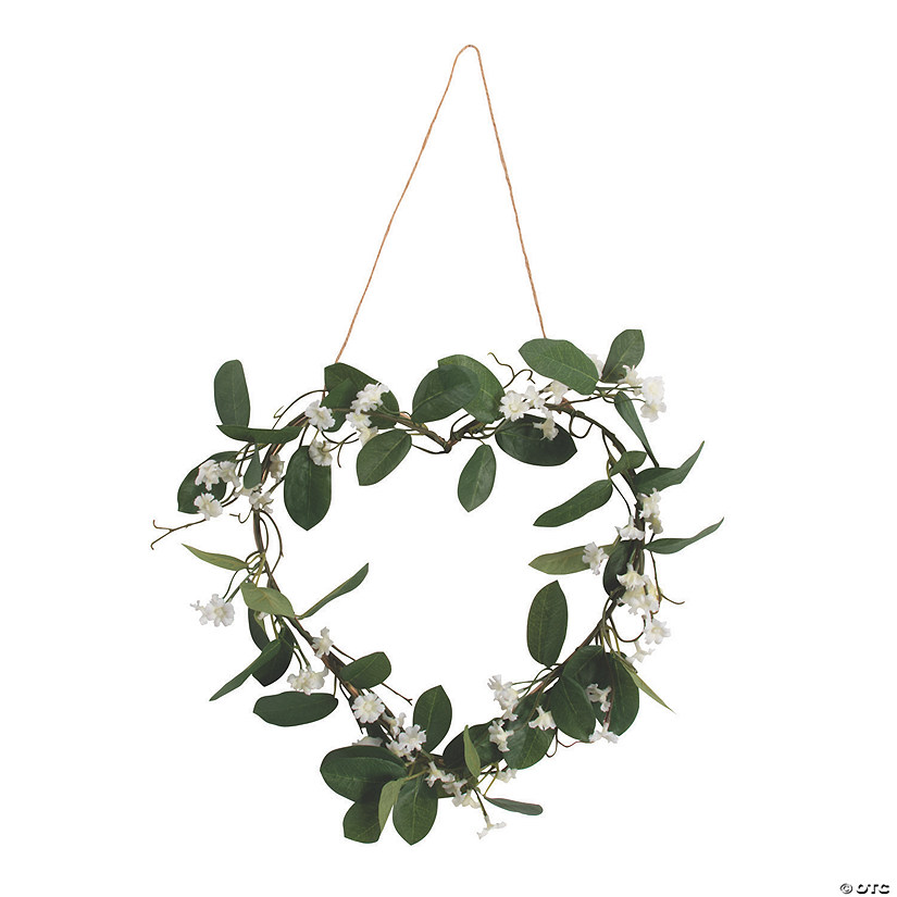 Heart-Shaped White Faux Floral Wreath Image