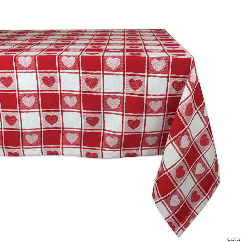 Hearts Woven Check Tablecloth 60X84 Image