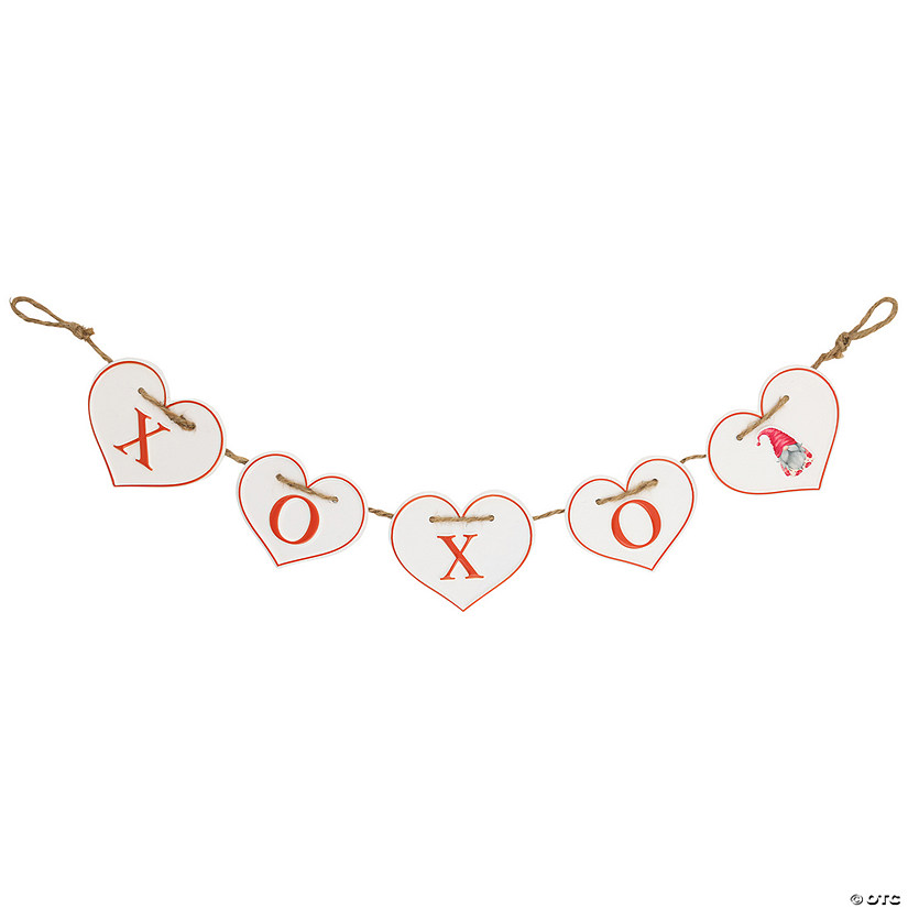 Hearts "XOXO" Valentine's Day Metal Banner - 32" - White and Red Image