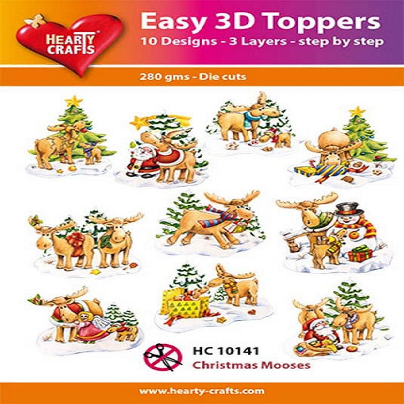 Hearty Crafts Easy 3D Toppers Christmas Mooses Image