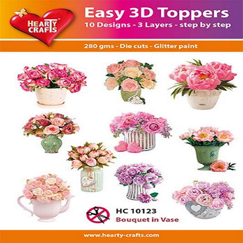 Hearty Crafts Easy 3D Toppers Flower Bouquet in a Vase Image