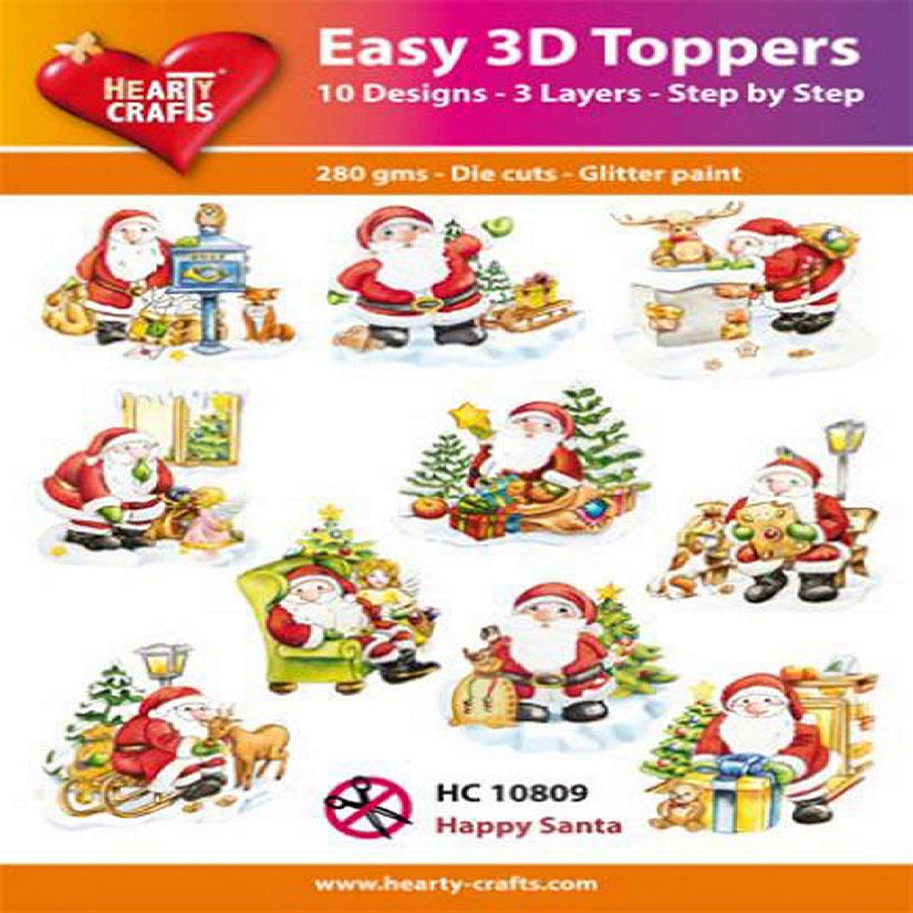 Hearty Crafts Easy 3D Toppers  Happy Santa Image