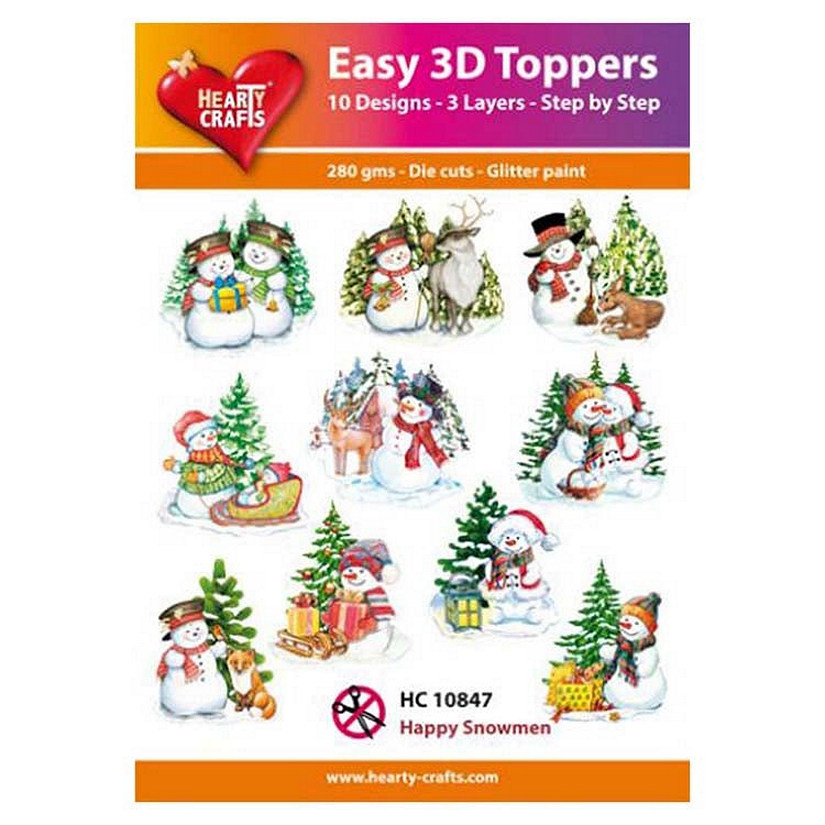 Hearty Crafts Easy 3D Toppers Happy Snowmen Image