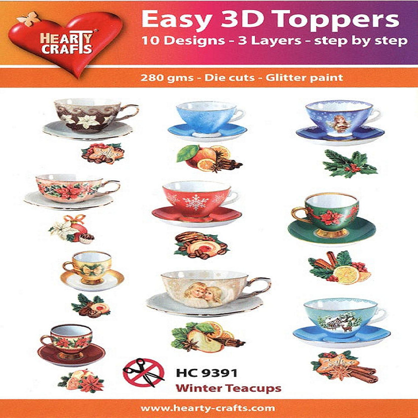 Hearty Crafts Easy 3D Toppers Winter Teacups Image