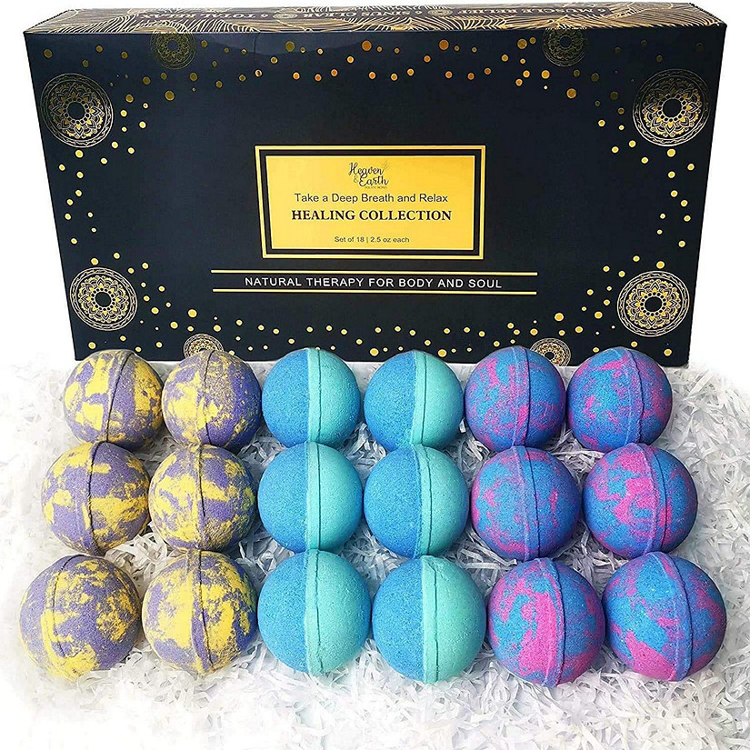 Heaven & Earth - Bath Bombs 18 Piece Gift Set with Healing Essential Oils, Natural Moisturizing Image