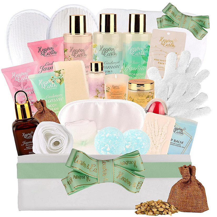 Heaven & Earth - Deluxe Large 26-Piece Gift Basket Cashmere Jasmine Spa Bath and Body Luxury Gift Set Image