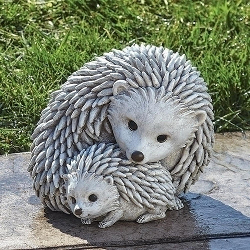 Hedgehog and Baby Garden Statue 7 Inch Tall Image