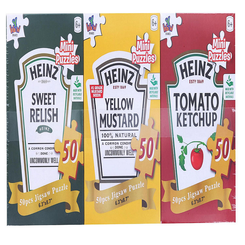 Heinz Sauces 50 Piece Jigsaw Puzzle 3-Pack  Relish  Mustard  Ketchup Image