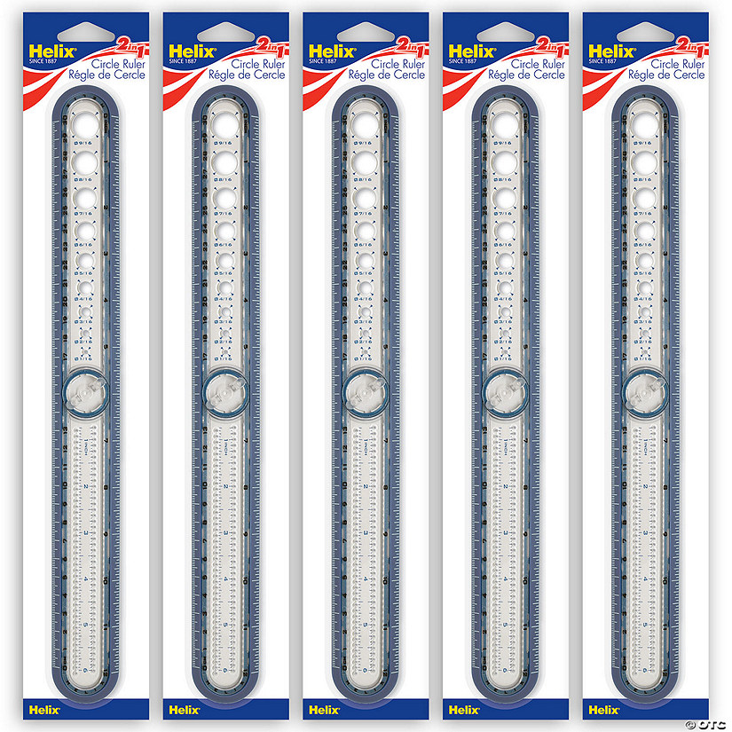 Helix 2-in-1 Circle Ruler Measuring & Compass Tool 12" / 30cm, Pack of 5 Image