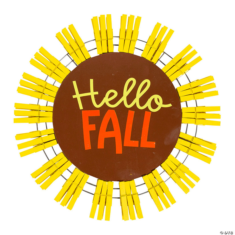 Hello Fall Sunflower Clothespin Wreath Craft Kit - Makes 1 Image