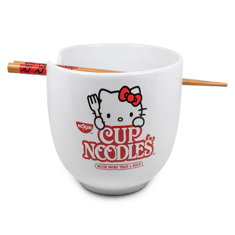 Hello Kitty Cup Noodle Japanese Dinnerware Set  20-Ounce Ramen Bowl, Chopsticks Image
