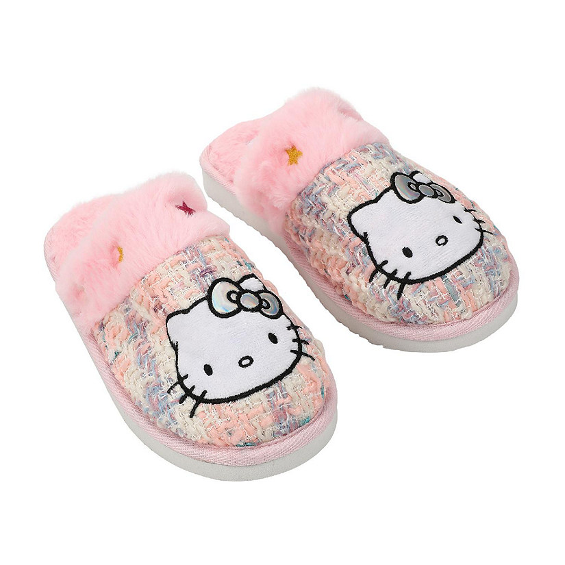 Hello Kitty PVC Sequin Character Patch Women's Gray Tweed Mules-Small Image