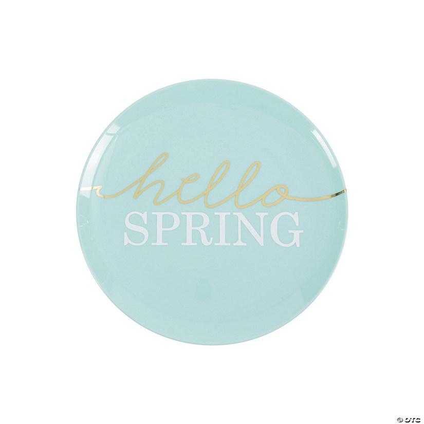 Hello Spring Blue Plastic Dessert Plates - 4 Ct. Image