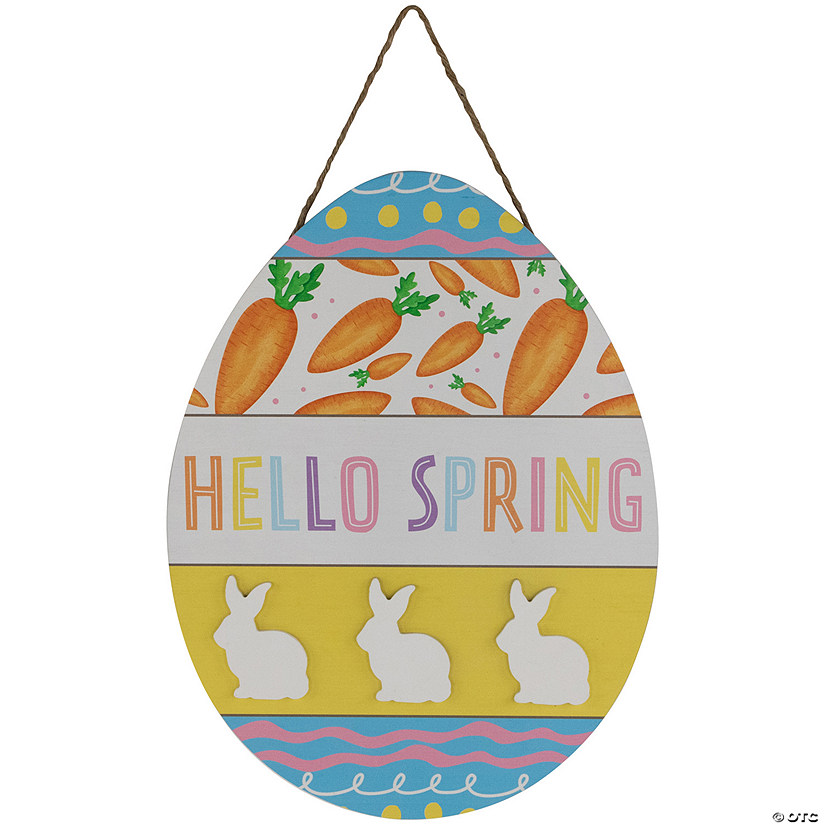Hello Spring Easter Egg Wooden Wall Sign - 15.75" Image