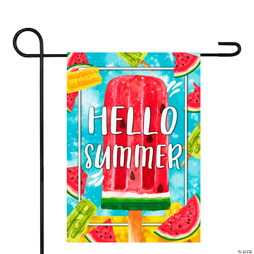 Hello Summer Popsicle Outdoor Garden Flag 12.5" x 18" Image