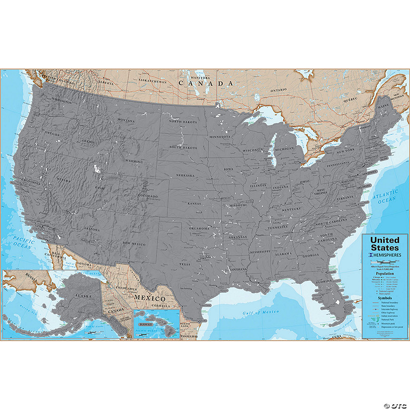 Hemispheres Scratch Off USA 24" x 36" Laminated Wall Map Image