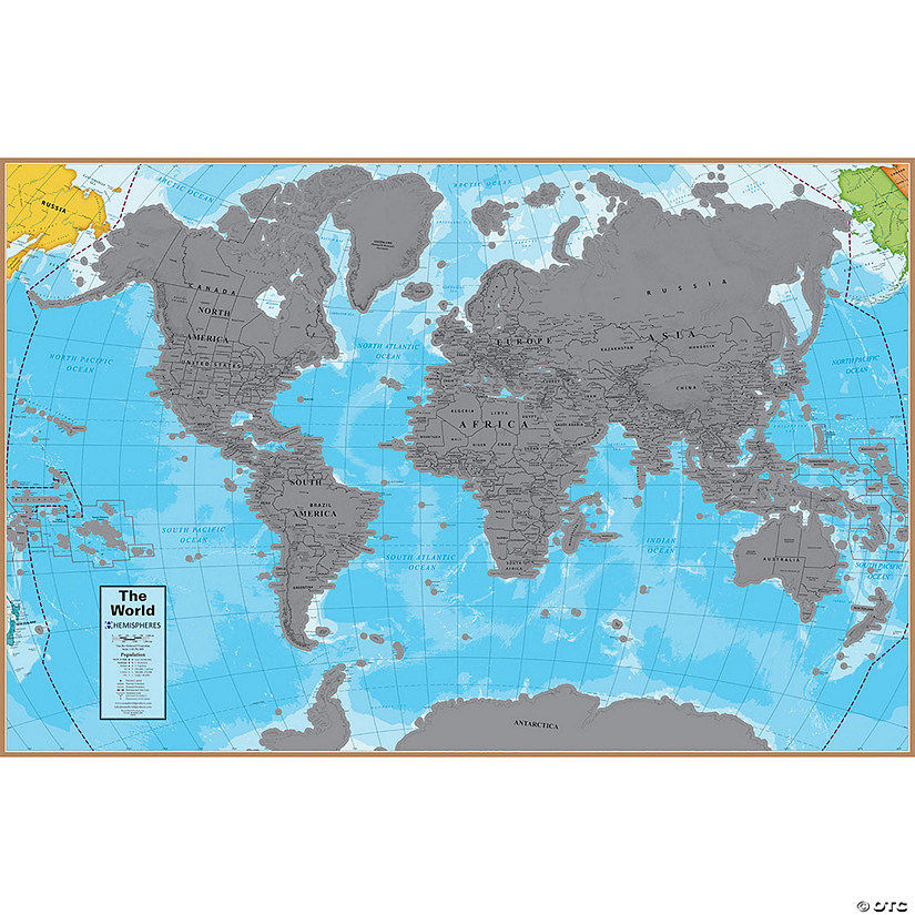 Hemispheres Scratch Off World 24" x 36" Laminated Wall Map Image