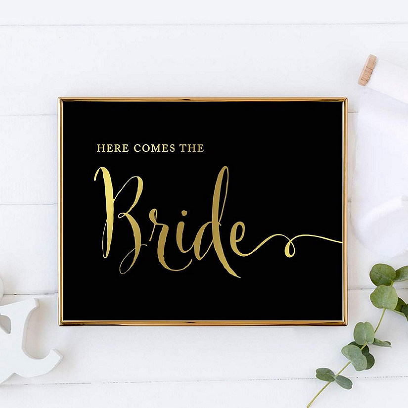 Here Comes the Bride Black Gold 8.5x11 Image