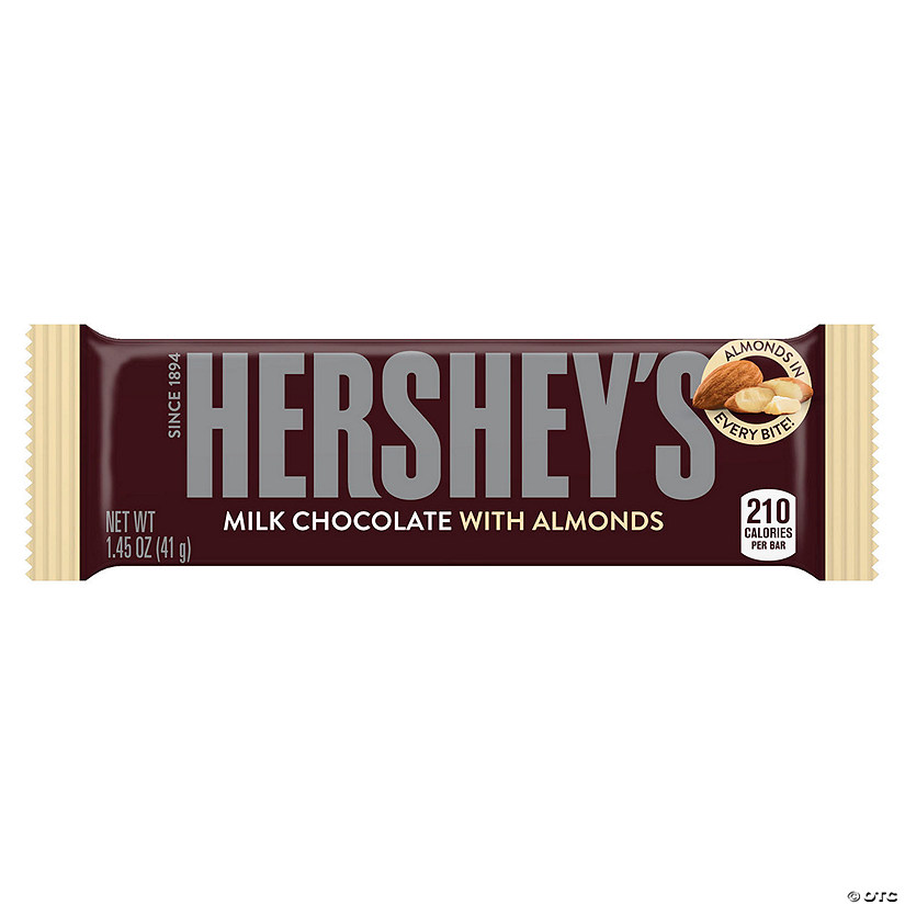 HERSHEY'S Full Size Milk Chocolate with Almonds Bar, 1.45 oz, 36 Count Image