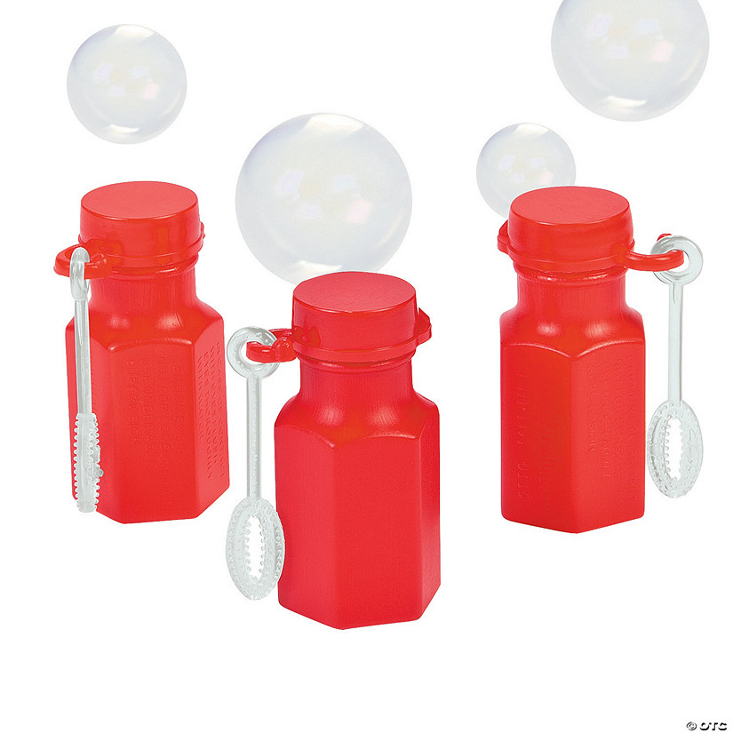 Hexagon Red Mini Bubble Bottles 48 Pc.