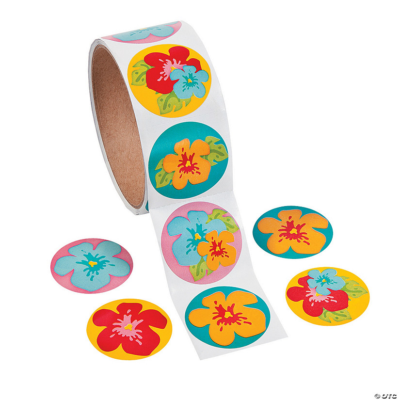 Hibiscus Sticker Roll - 100 Pc. Image