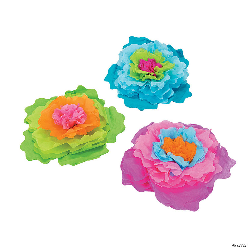 Hibiscus Tissue Paper Flower Centerpieces 3 Pc. Oriental Trading