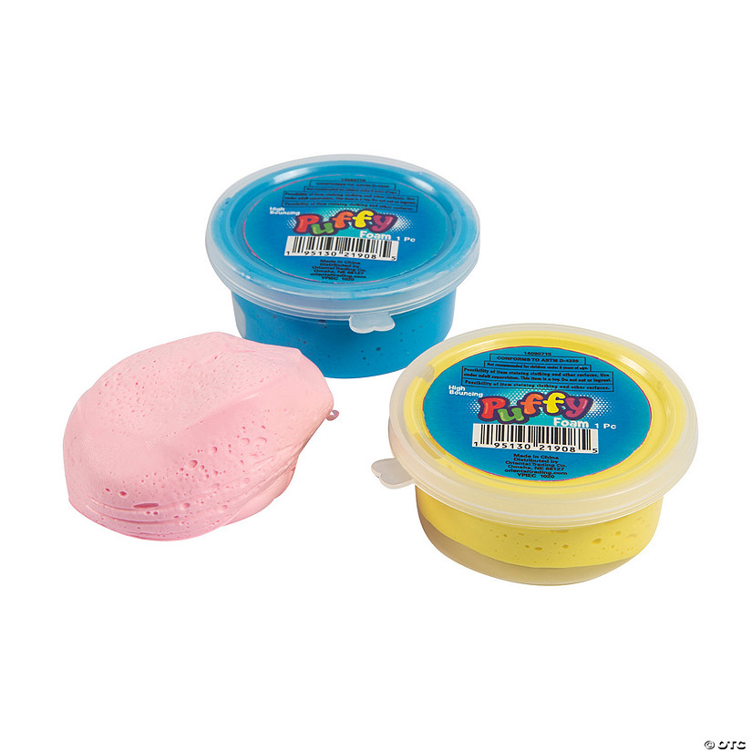 High-Bouncing Pink, Blue & Yellow Sensory Puffy Foam Tubs - 12 Pc. Image